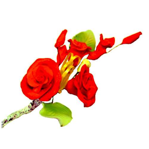 Tea Rose Spray - Red - Click Image to Close